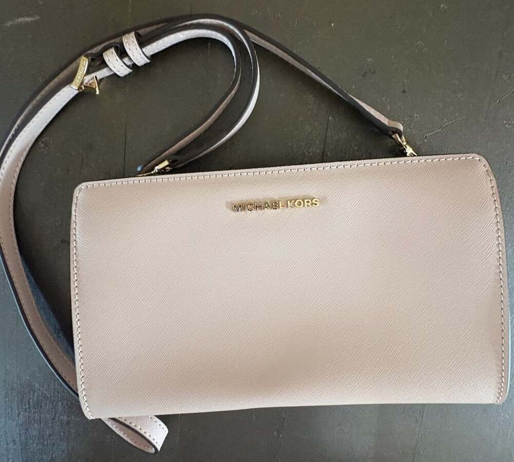 Michael Kors Jet Set Travel Crossbody Bag Pink Saffiano Leather